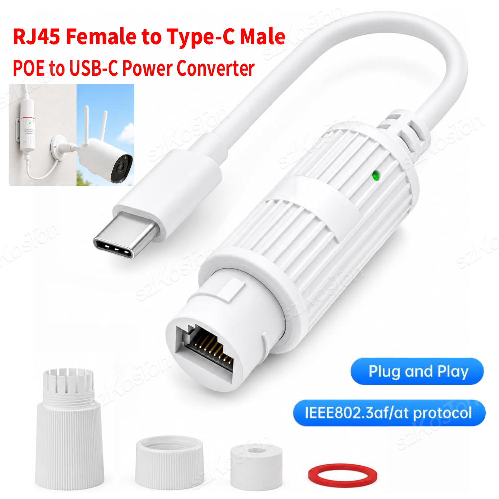 Outdoor Power Monitor - محول طاقة POE إلى USB-C، محول