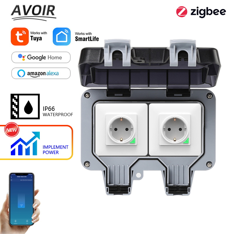 Outdoor Power Timer - Avoir Tuya Zigbee المقابس الكهربائية IP66