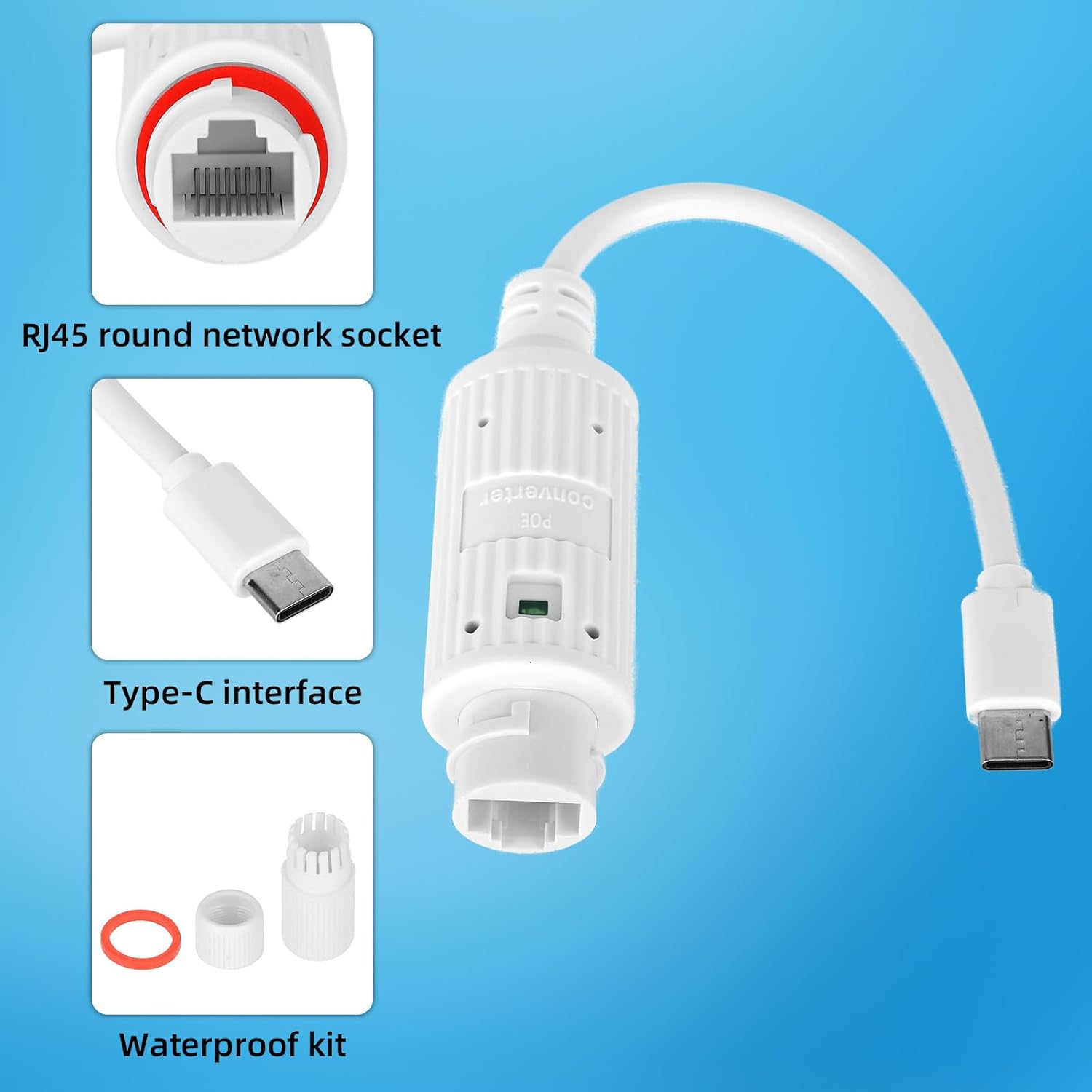 Outdoor Power Monitor - محول طاقة POE إلى USB-C مقاوم