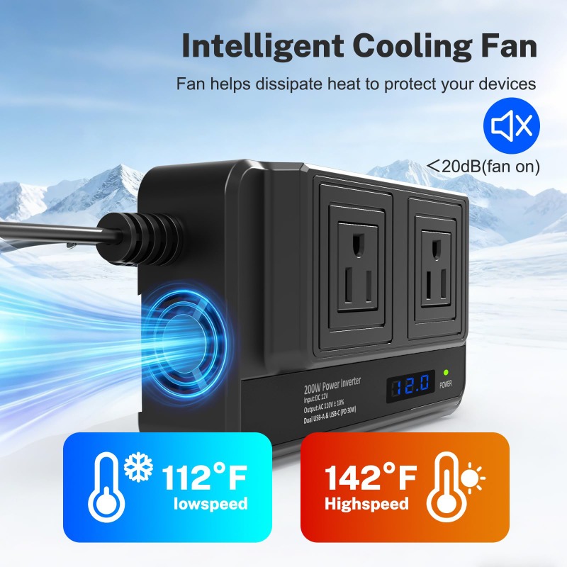محول طاقة للسيارة بقوة 200 واط - مراجعة Outdoor Power Adapter Usb وسعره